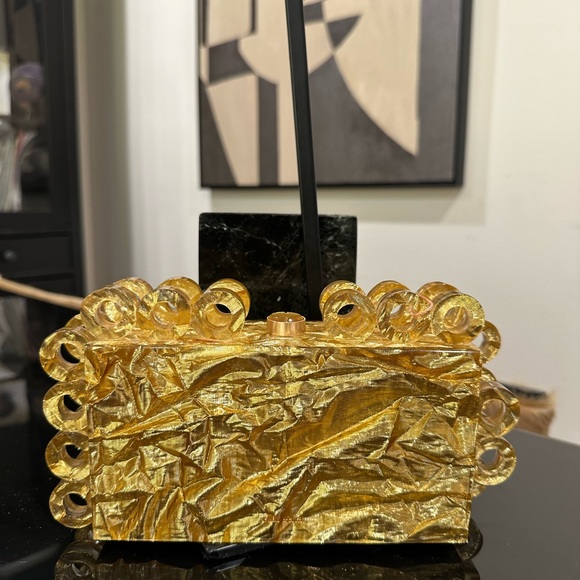 cult gaia Handbags - Cult Gaia Gold Textured Clutch